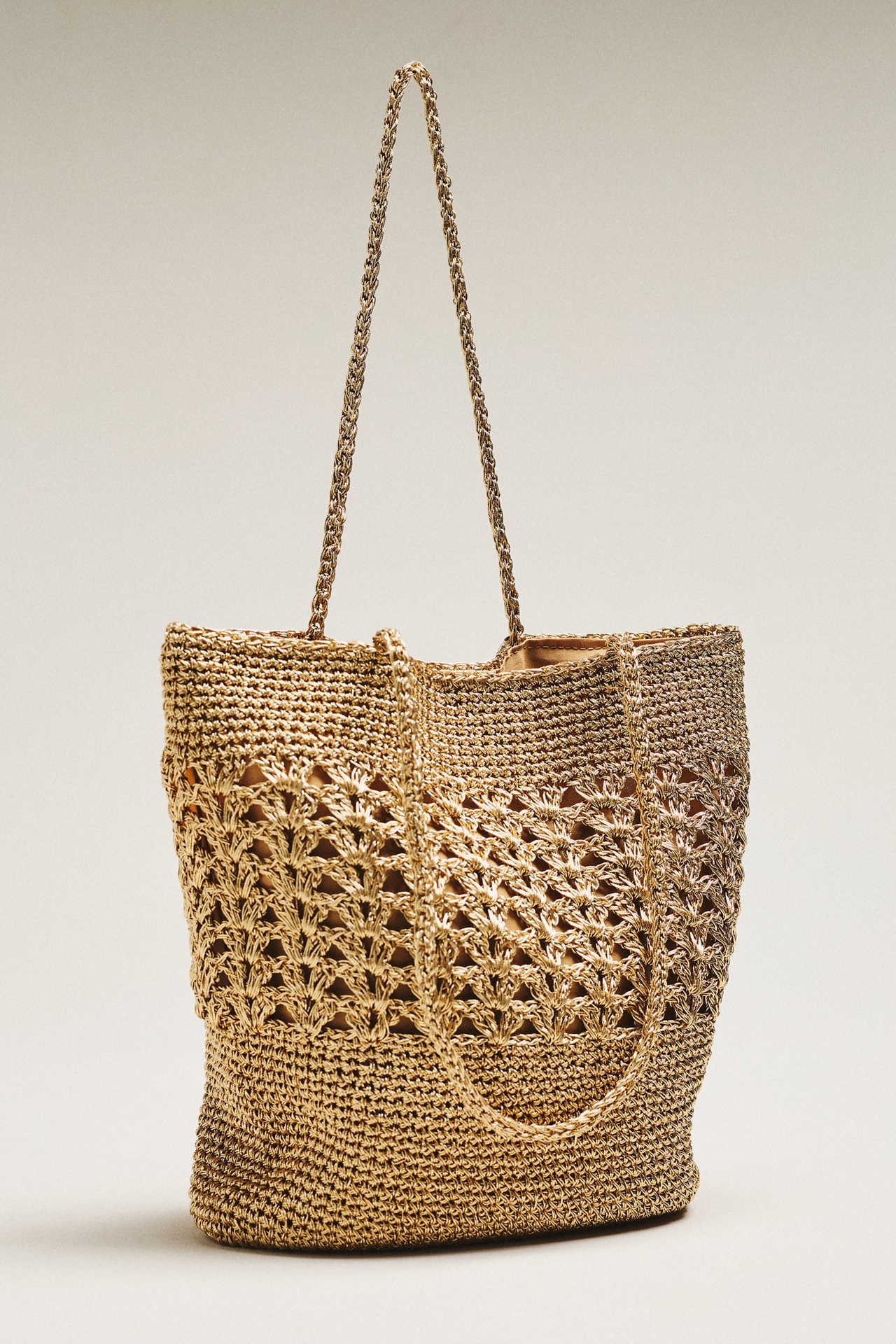 Woven Metallic Slouchy Tote Bag
