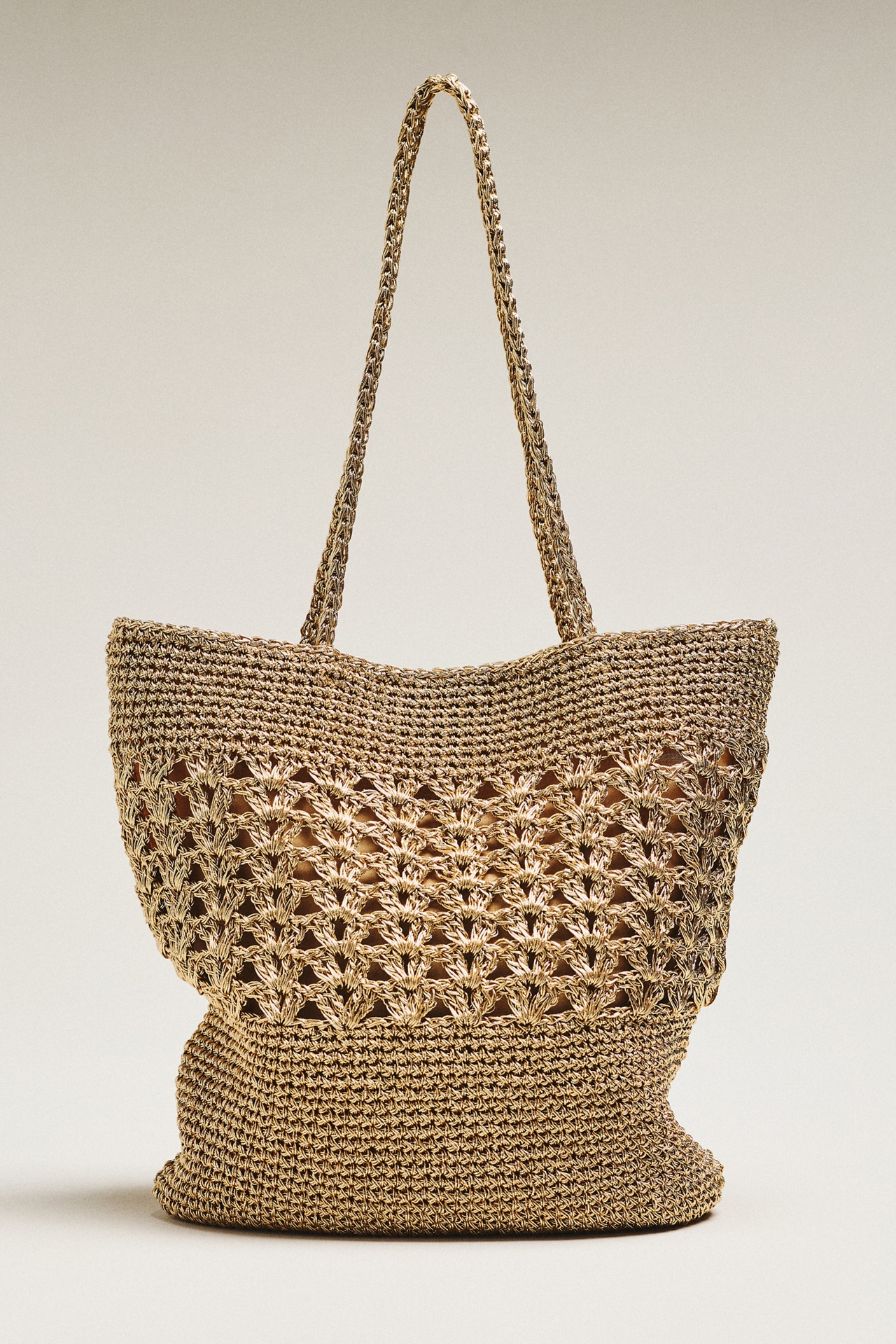 Woven Metallic Slouchy Tote Bag