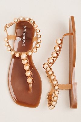 Jeffrey Campbell Plated T Strap Flip-Flop Sandals