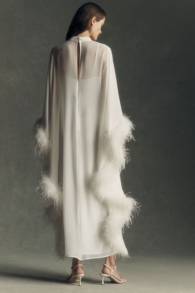 Hutch Feather-Trim Sheer Kaftan #1