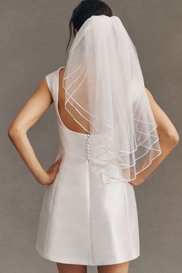 Twigs & Honey Triple Tier Ribbon-Edge Short Veil #1