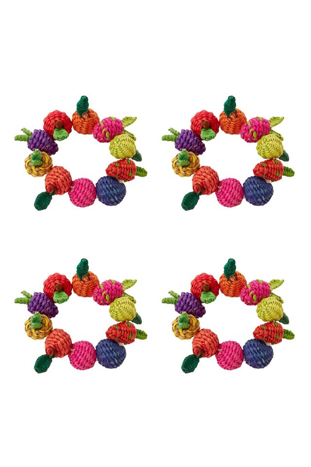 Coro Cora Handwoven Assorted Fruit Napkin Rings, Set of 4 #1