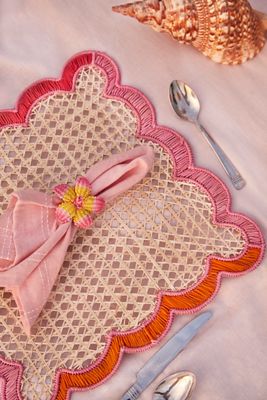 Coro Cora Handwoven Hibiscus Napkin Rings, Set of 4