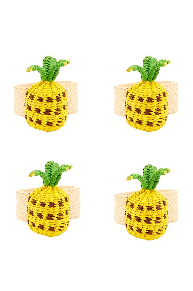Cora Cora Handwoven Pineapple Napkin Rings, Set of 4 #1