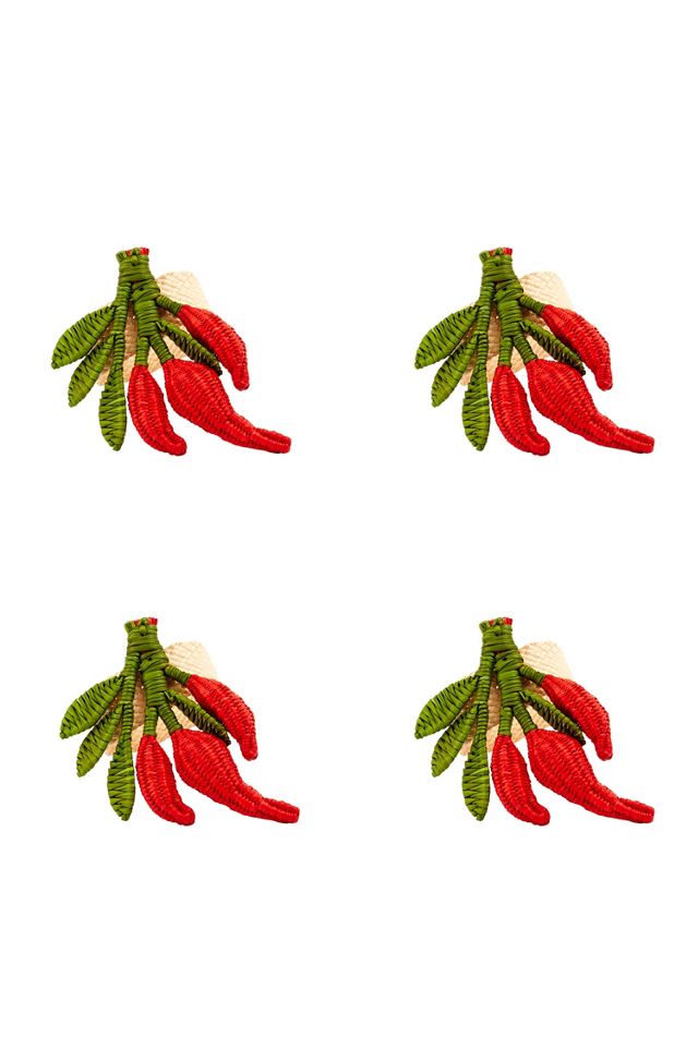 Coro Cora Handwoven Chili Pepper Napkin Rings, Set of 4  #1