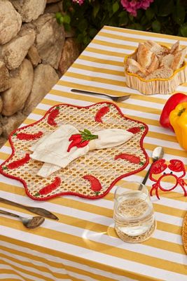 Coro Cora Handwoven Chili Pepper Napkin Rings, Set of 4 