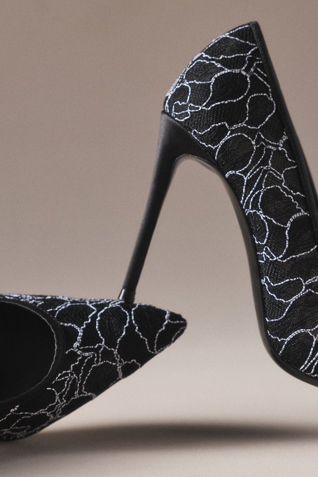 Black Suede Studio Gia Lace Pumps #1