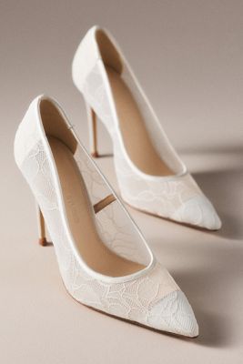 Black Suede Studio Gia Lace Pumps