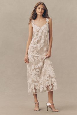 bhldn stevie sleeveless v-neck floral appliqué a-line midi dress Women's Own The Mood Sleeveless Floral Midi Dress in Teal main image 1