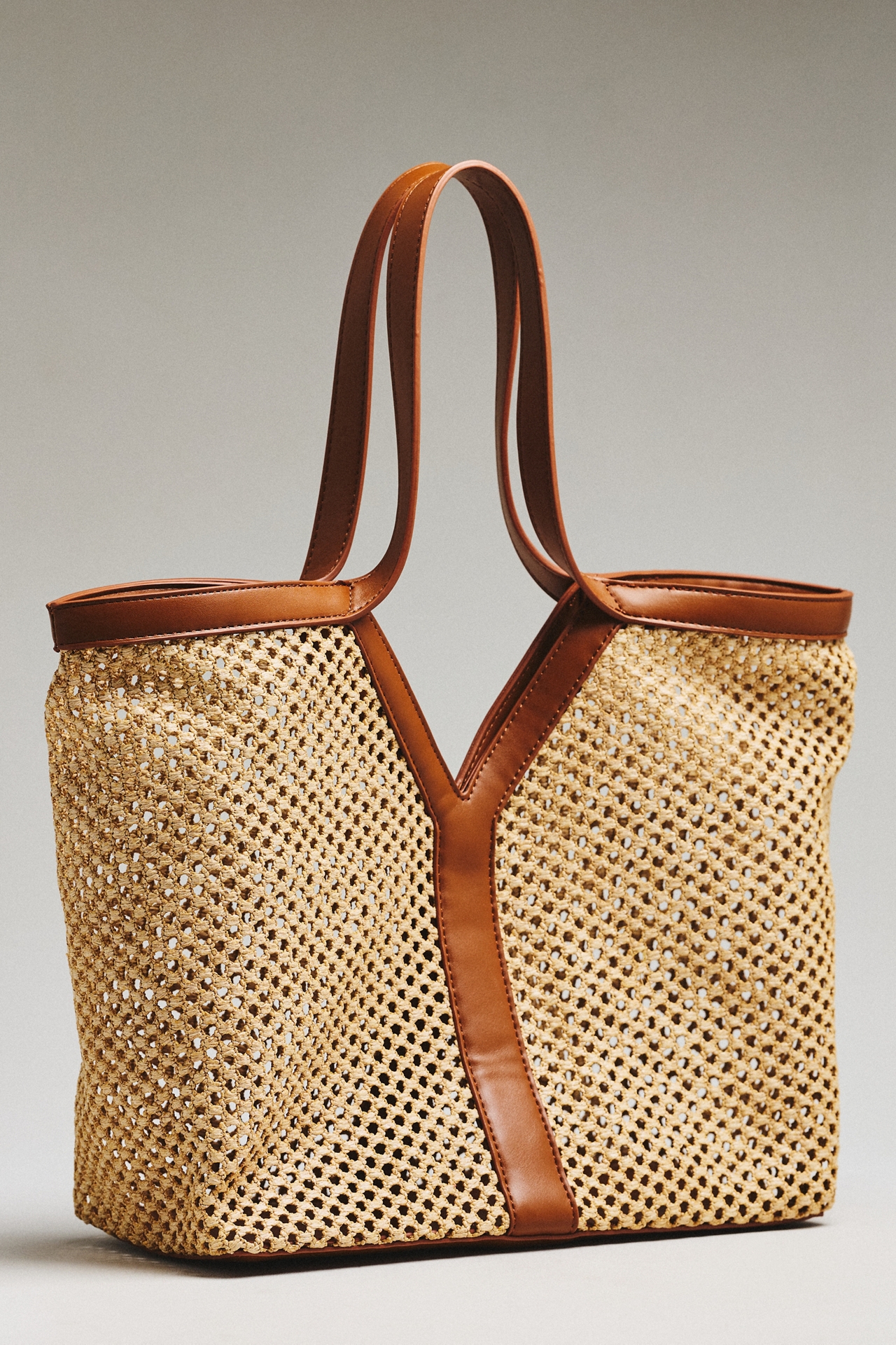 Urban Expressions Nadia Raffia Perforated Tote Bag