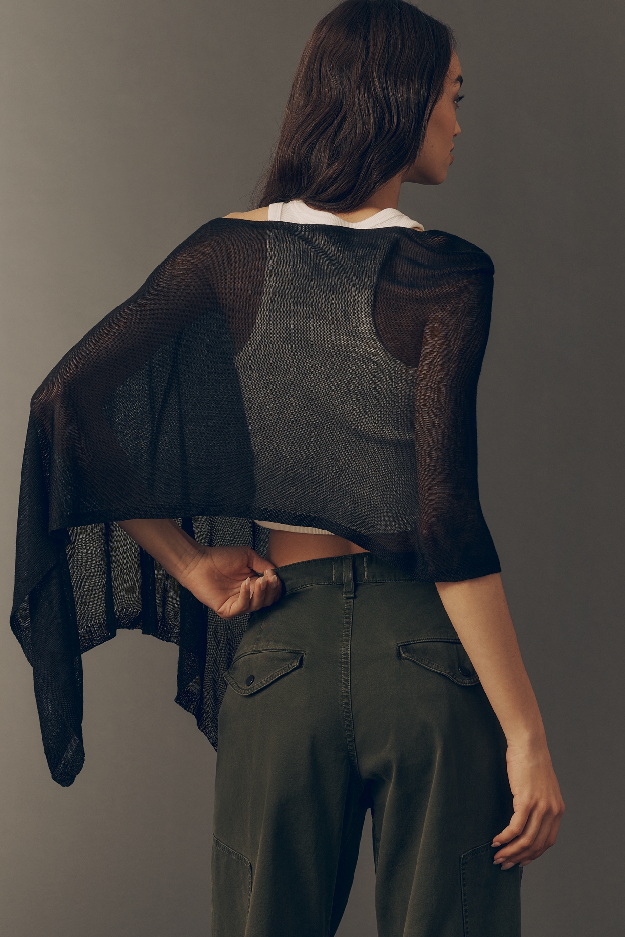 By Anthropologie Sheer Knit Poncho