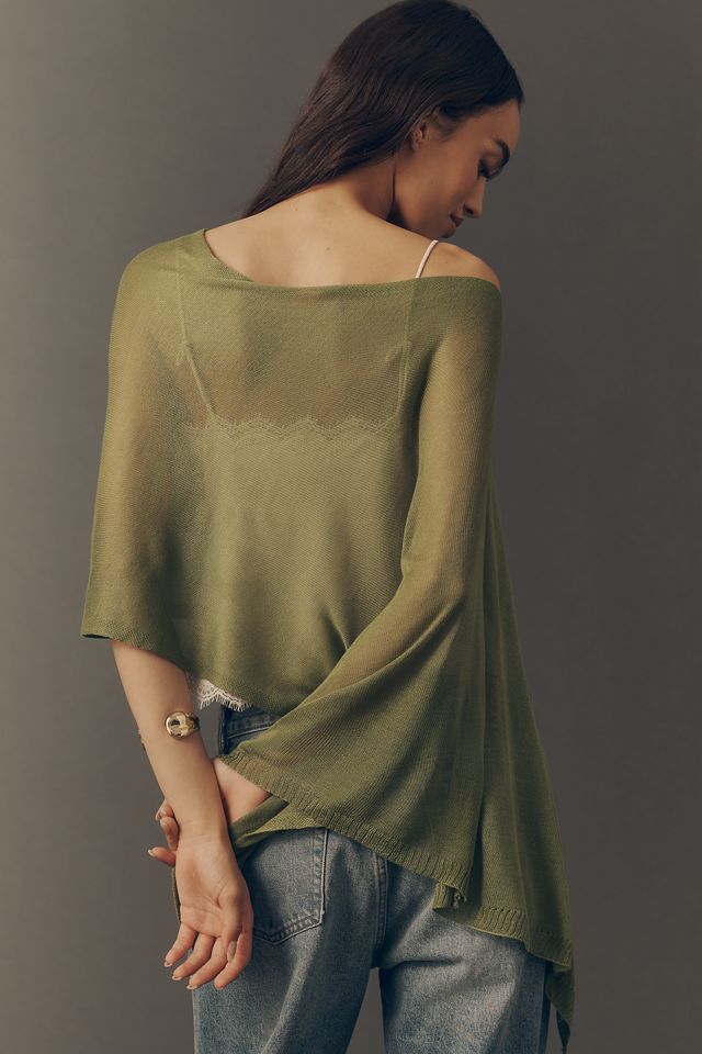 By Anthropologie Sheer Knit Poncho #2