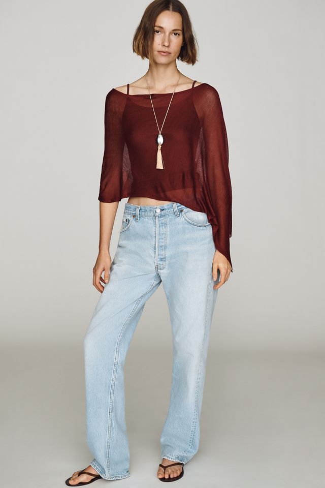 By Anthropologie Sheer Knit Poncho #2