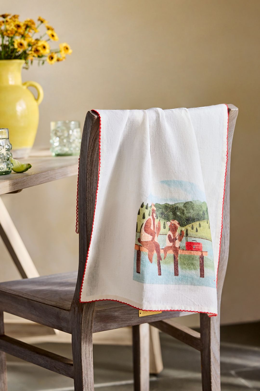 May We Fly Fishing Critters Linen Dish Towel - Multi, One Size