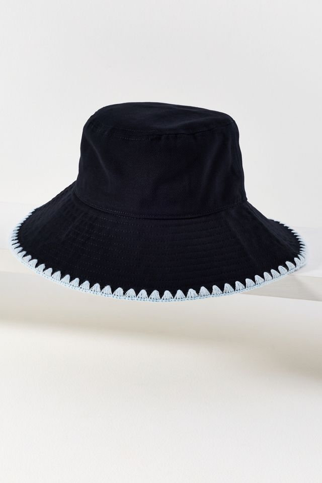 Anthropologie Striped Fray Hem Bucket Hat Black White Statement Stylish Stripe Bucket | Women main image 3