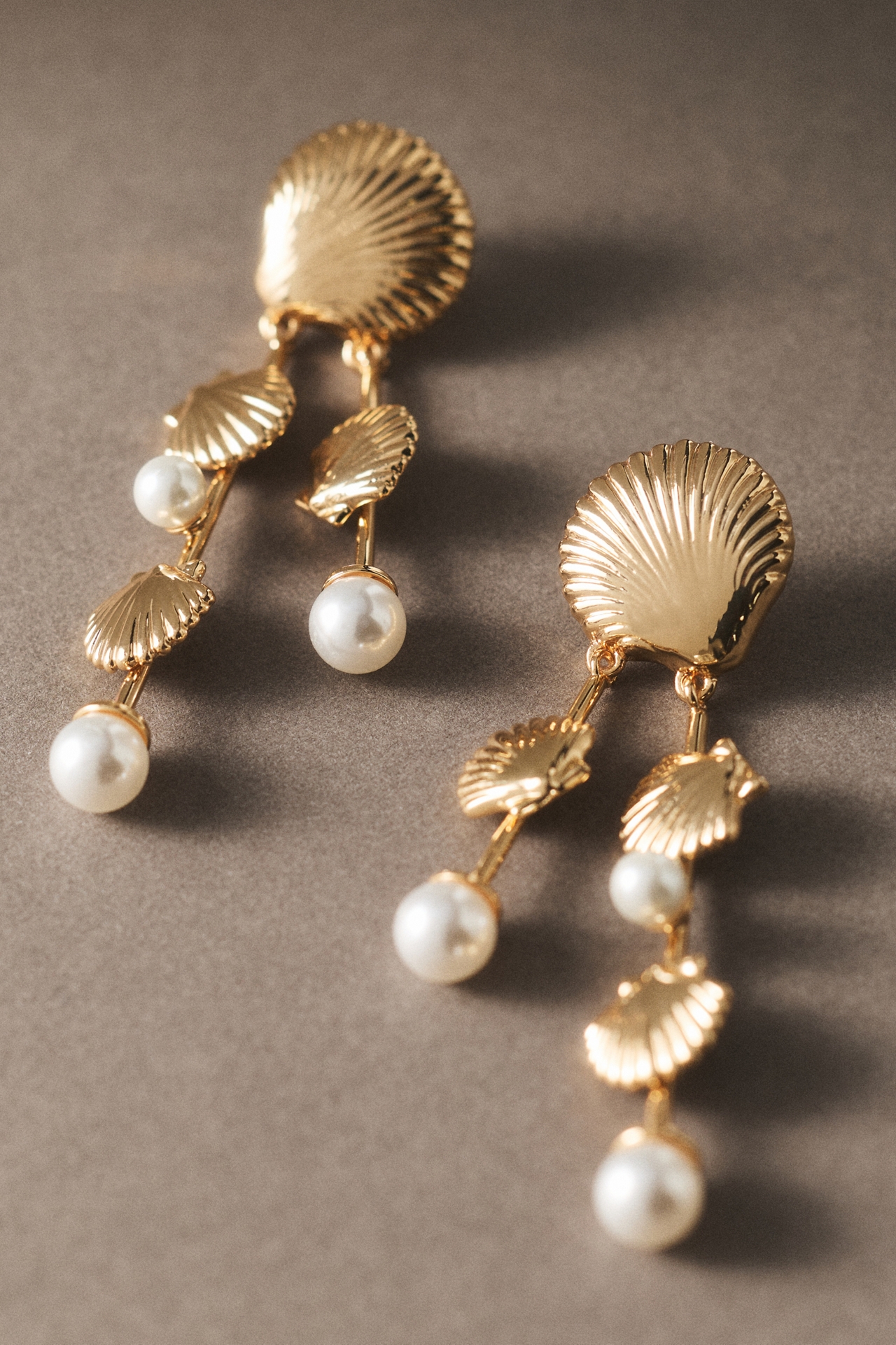 By Anthropologie Shell and Pearl Drop Earrings