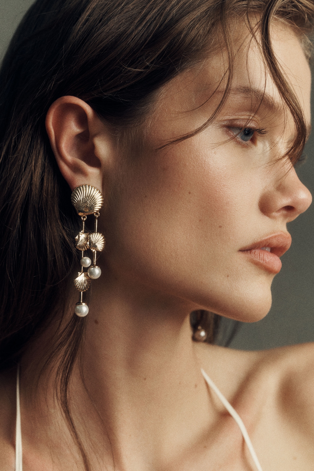 By Anthropologie Shell and Pearl Drop Earrings