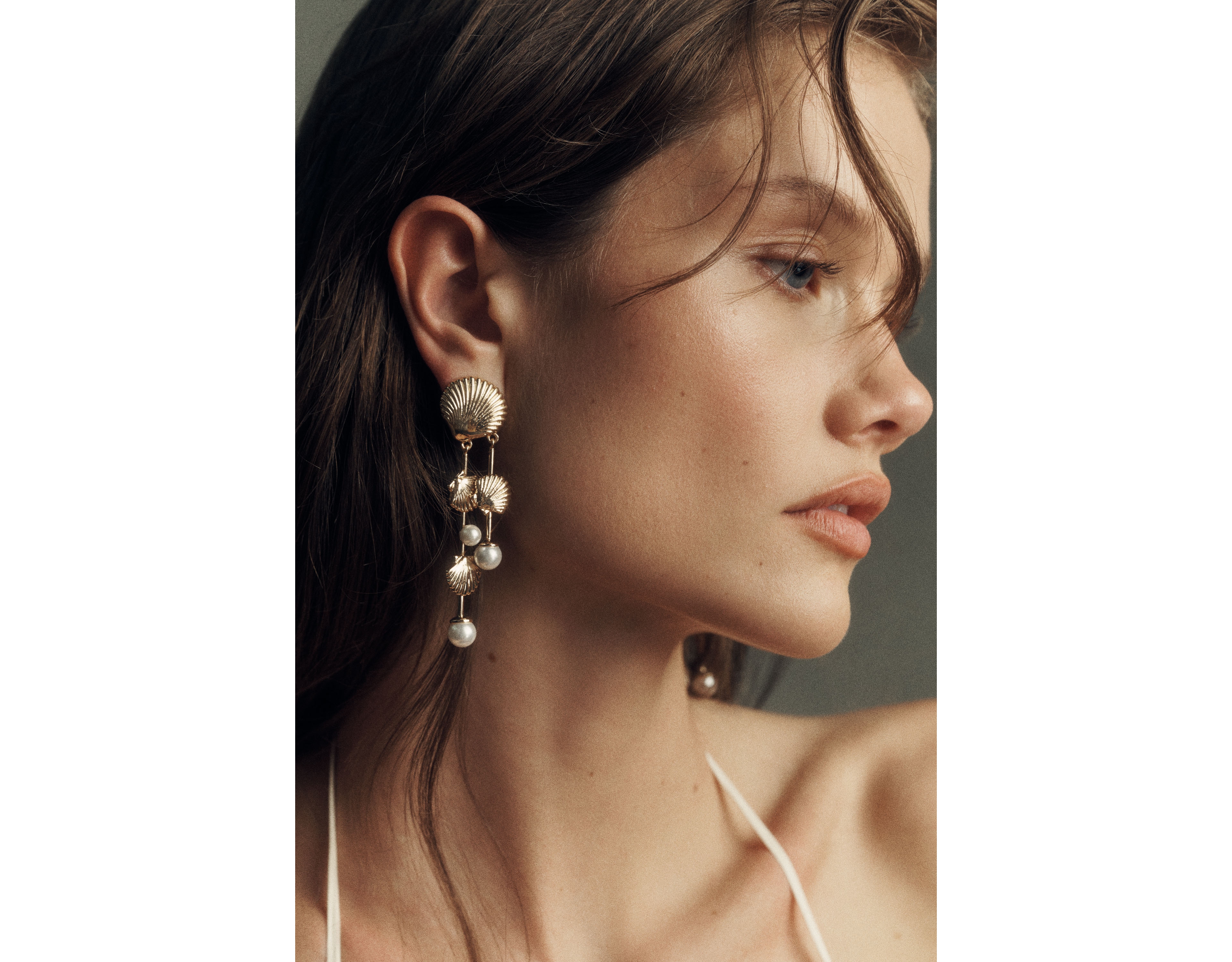 By Anthropologie Shell and Pearl Drop Earrings