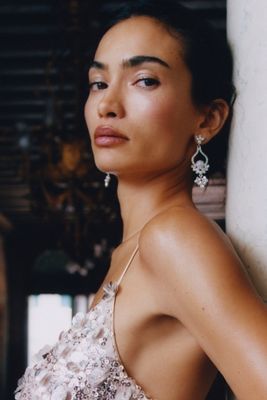 By Anthropologie Pearl and Crystal Chandelier Drop Earrings