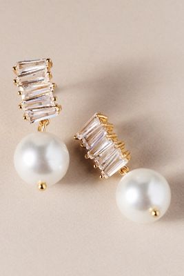 By Anthropologie Crystal Stack Pearl Drop Earrings