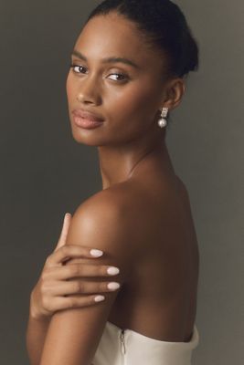 By Anthropologie Crystal Stack Pearl Drop Earrings