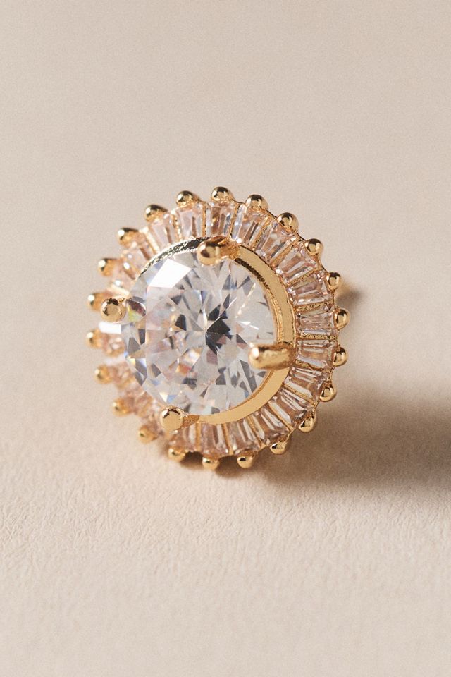 Vieste Rosa Round Halo Crystal Post Earrings #1
