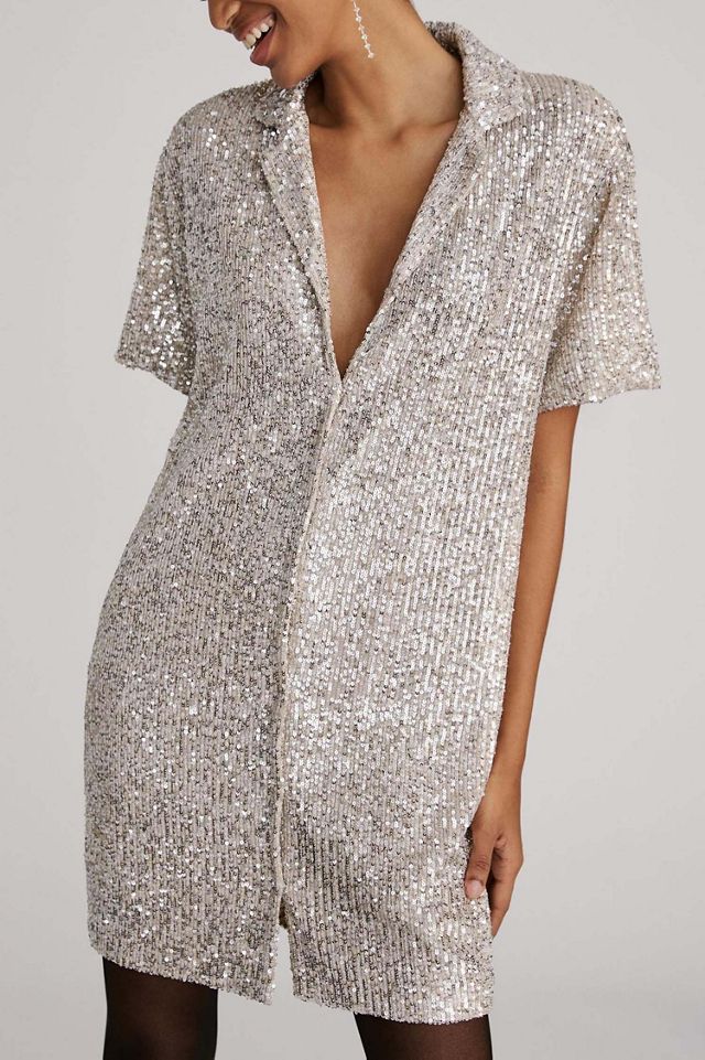Sunday in Brooklyn Sequined Mini Shirtdress #1