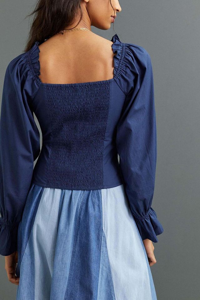 Puff-Sleeved Sweetheart Blouse #1