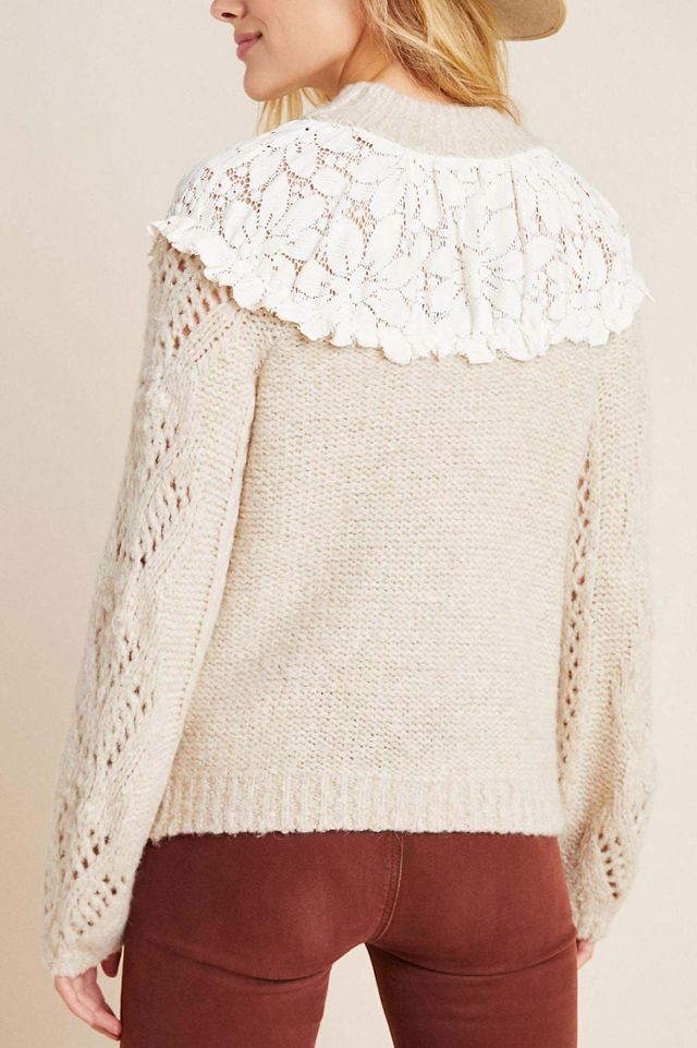 Suzanne Pointelle Lace Sweater #1