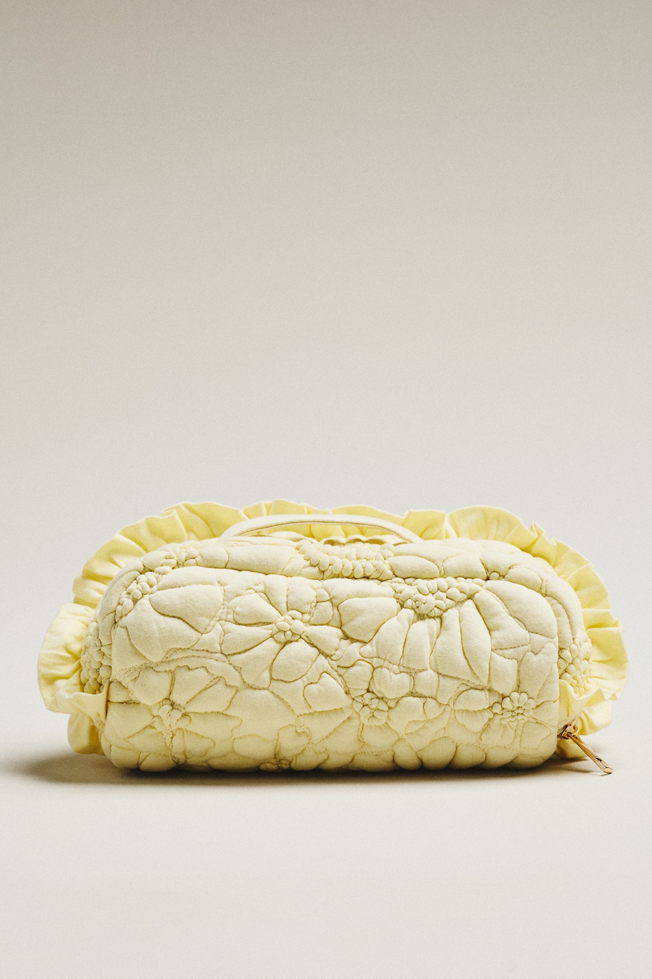 By Anthropologie Dahlia Quilted Ruffle-Trim Cosmetic Pouch