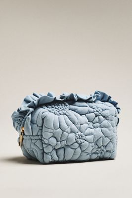 By Anthropologie Dahlia Quilted Cotton Travel Cosmetic Pouch