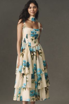 BHLDN Bustier Tiered Maxi Dress