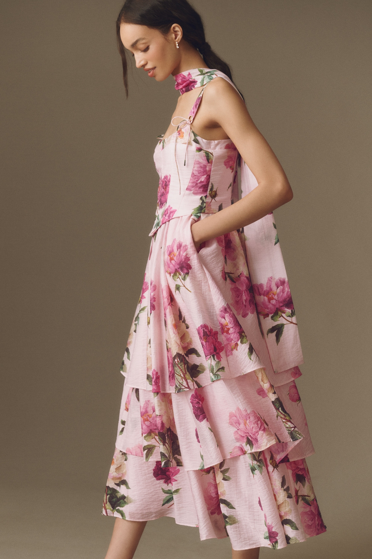 BHLDN Bustier Tiered Maxi Dress