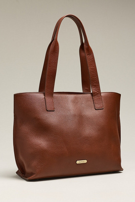Barbour Alder Large Leather Tote Bag In Brown