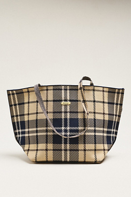 Barbour Layla Tartan Large Tote Bag In Brown