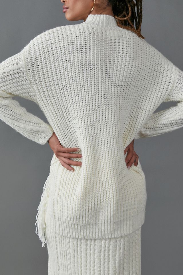 Line + Dot Fringed Tunic Sweater #1