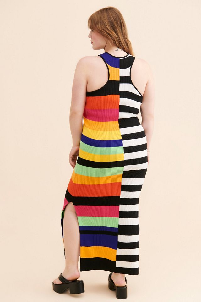 Eloquii Mixed Stripe Ribbed Dress #2