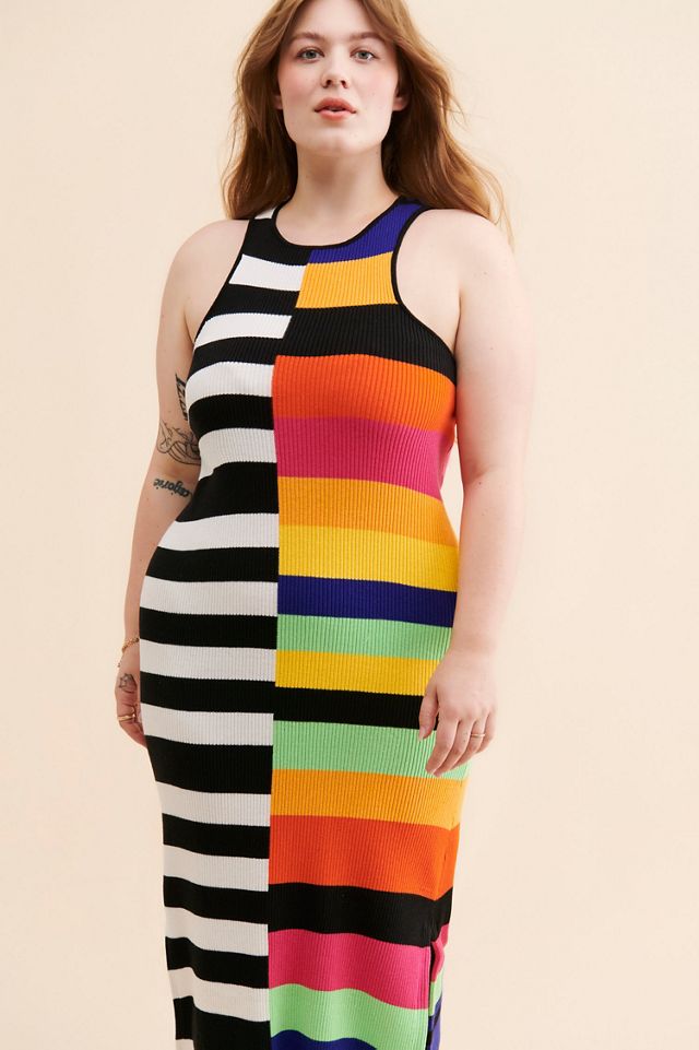 Eloquii Mixed Stripe Ribbed Dress #3