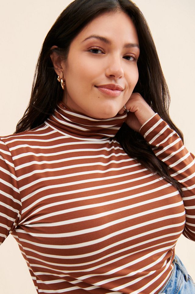 Eloquii Striped Layering Turtleneck Top #2