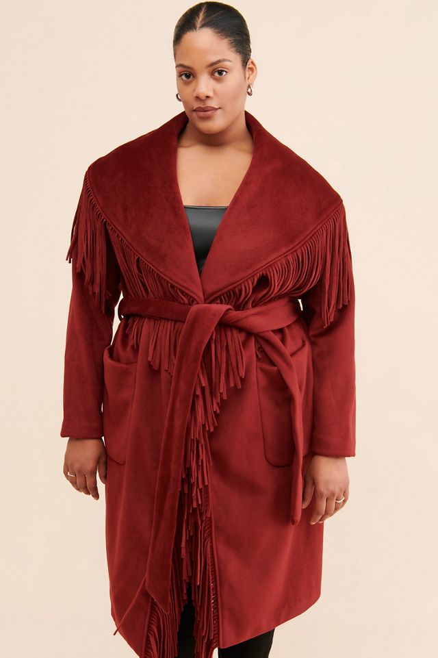 Eloquii Fringe Belted Coat #2