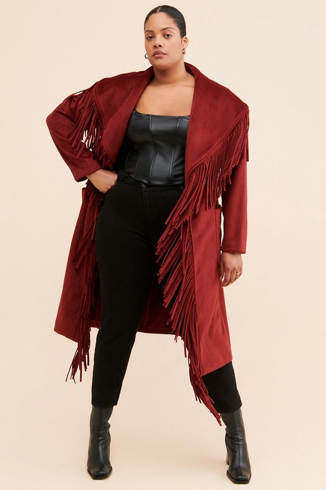 Eloquii Fringe Belted Coat #3