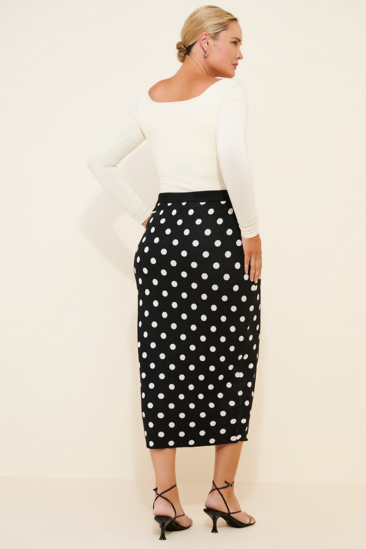 Eloquii Polka Dot Sweater Midi Skirt