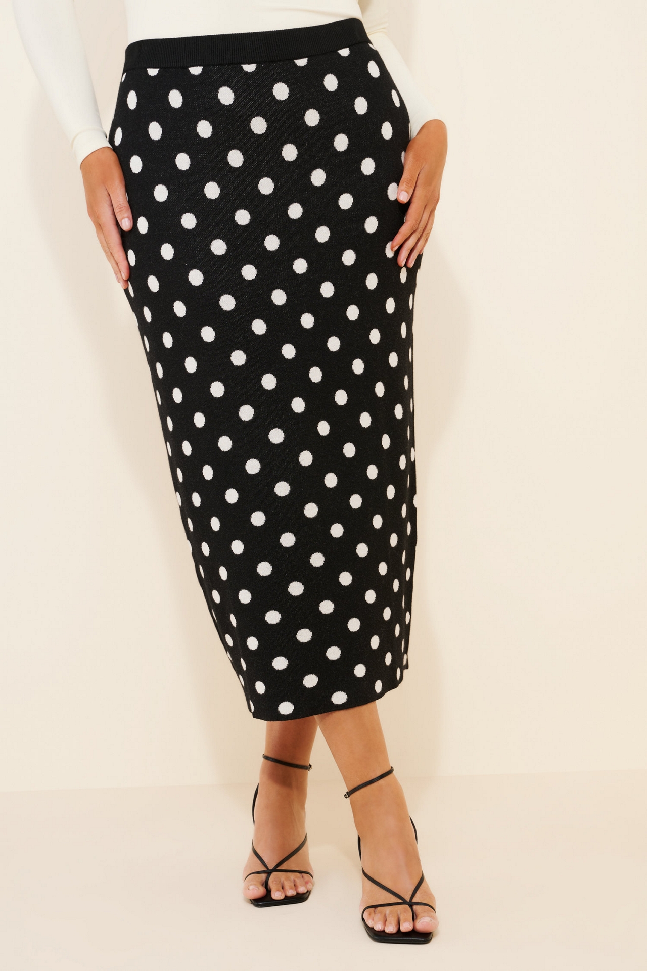 Eloquii Polka Dot Sweater Midi Skirt