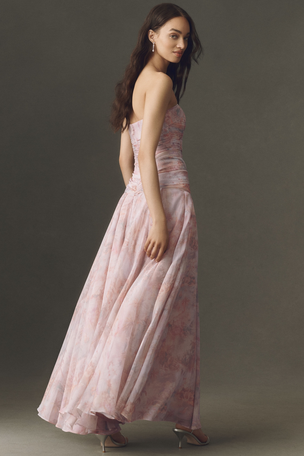 BHLDN Strapless Chiffon Maxi Dress