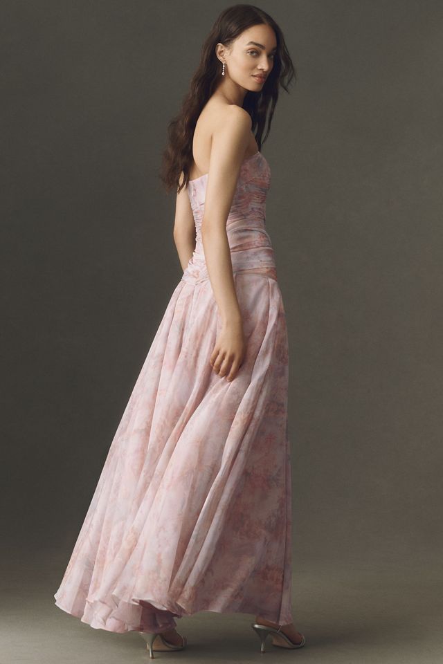 BHLDN Strapless Chiffon Maxi Dress #1