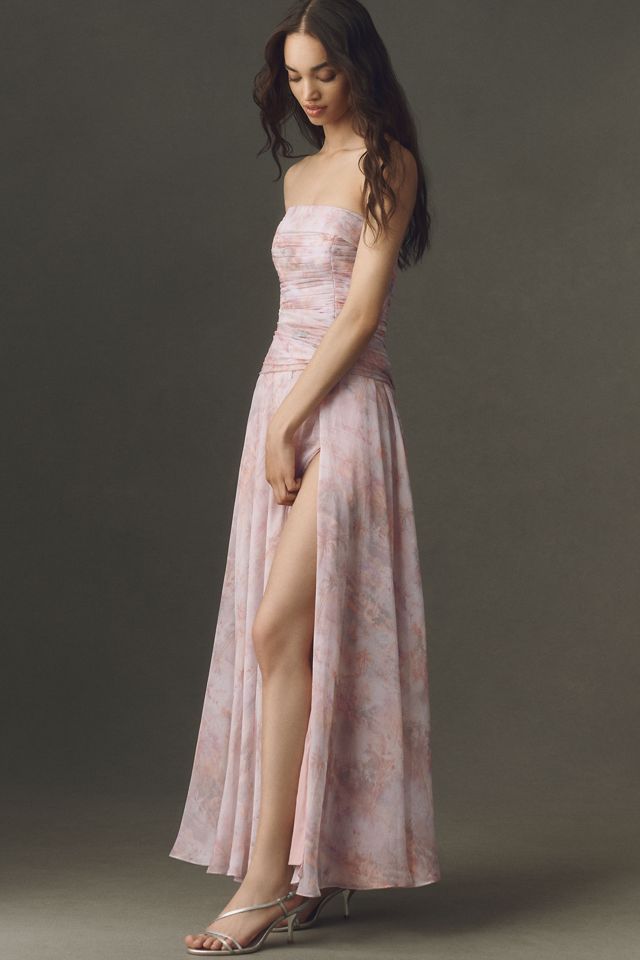 BHLDN Strapless Chiffon Maxi Dress #3