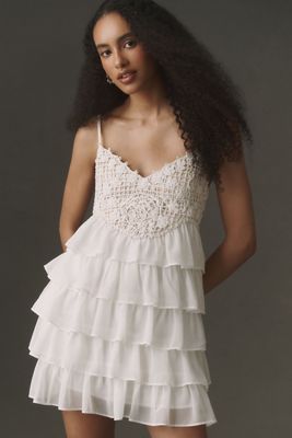 BHLDN Floral Appliqu Fit-and-Flare Mini Dress | Anthropologie