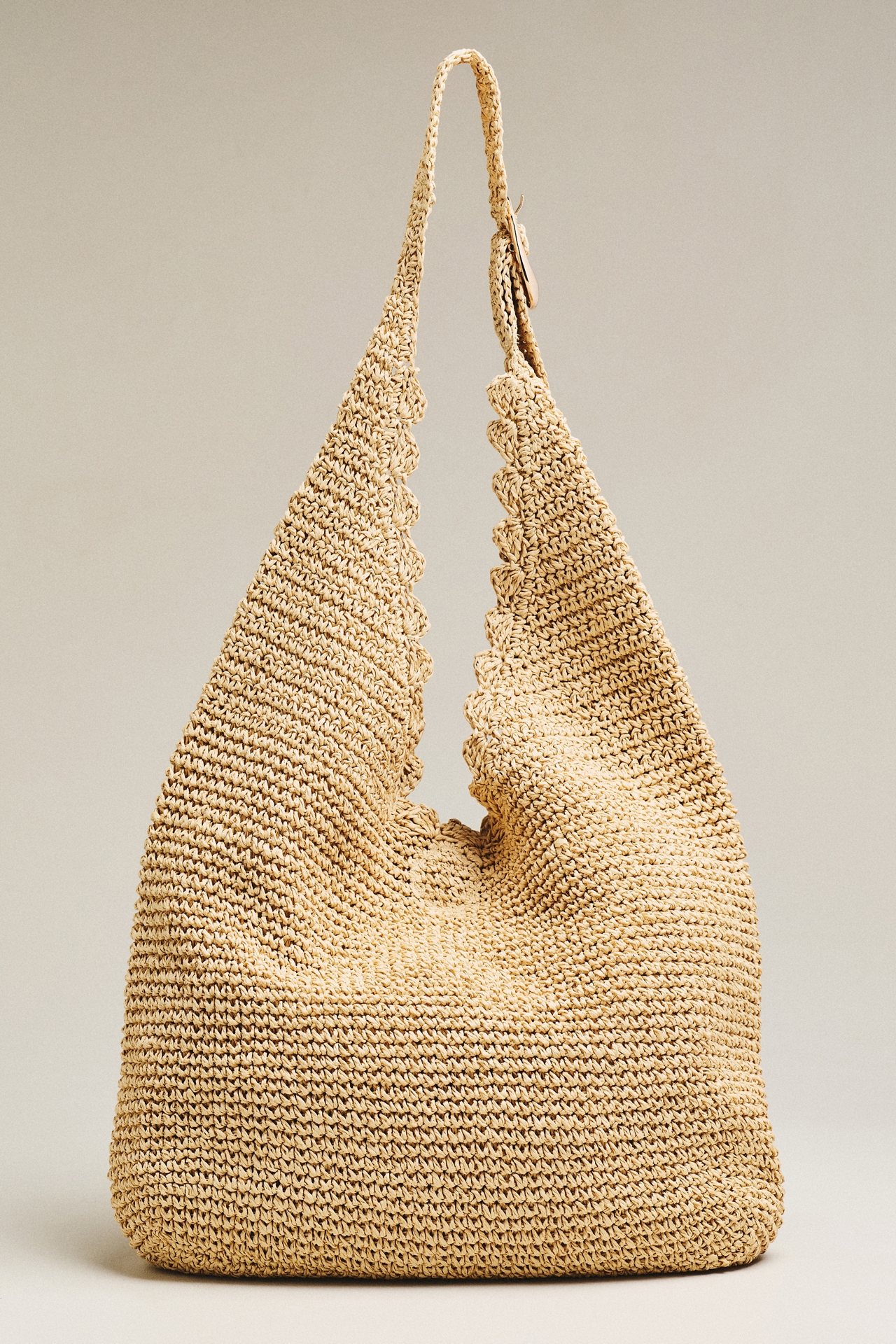 Love Knot Raffia Scalloped Slouchy Bag