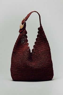 Love Knot Raffia Buckle Slouchy Bag