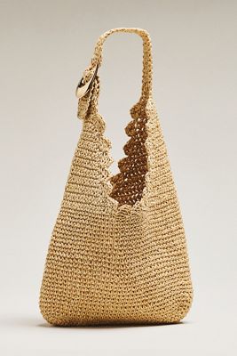 Love Knot Raffia Buckle Slouchy Bag